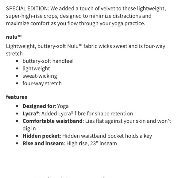 Lulu🍋 Black Align SHR Crop * Crushed Velvet size 8 - Picture 7 of 11